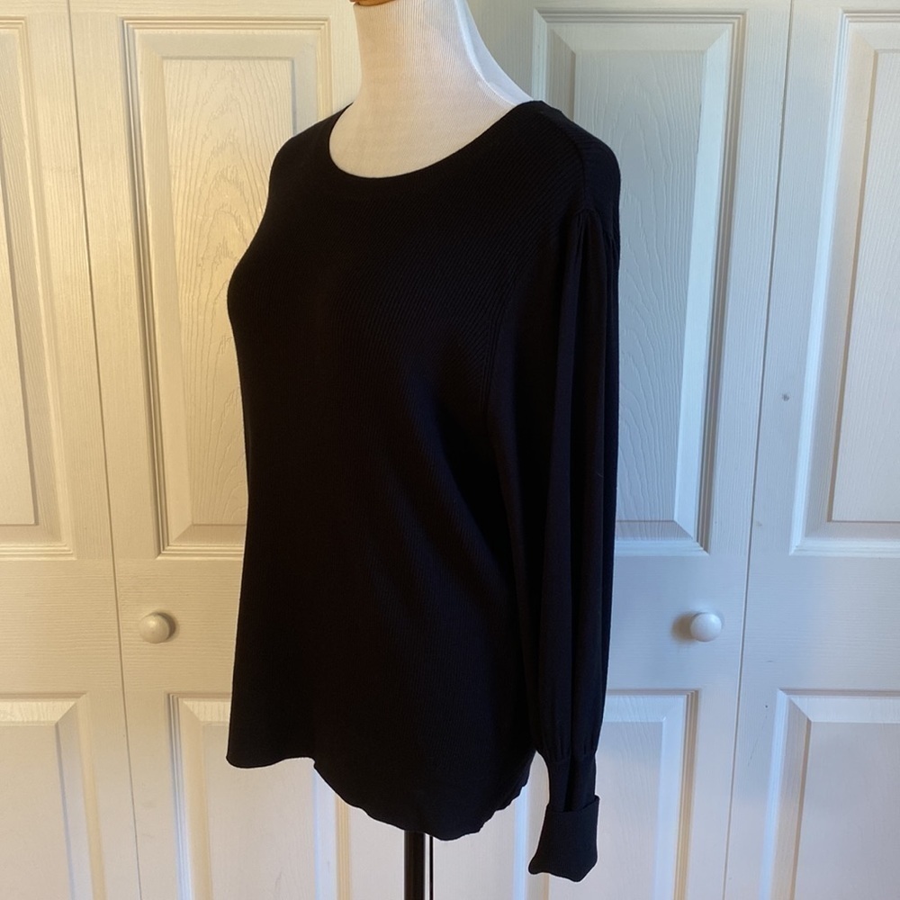 Halogen Puff Sleeve Sweater BLACK, Size Large NWT - Picture 5 of 12